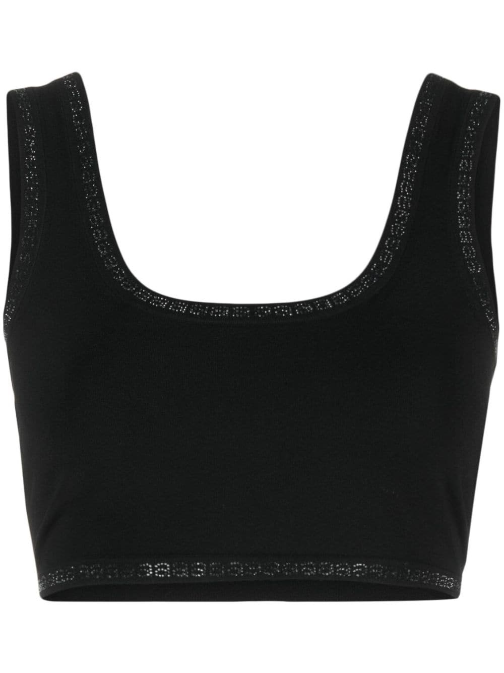 rhinestone-trim cropped top - 1