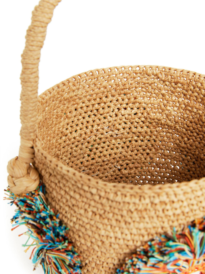 Raffia Mirror Mini Bucket Bag 6