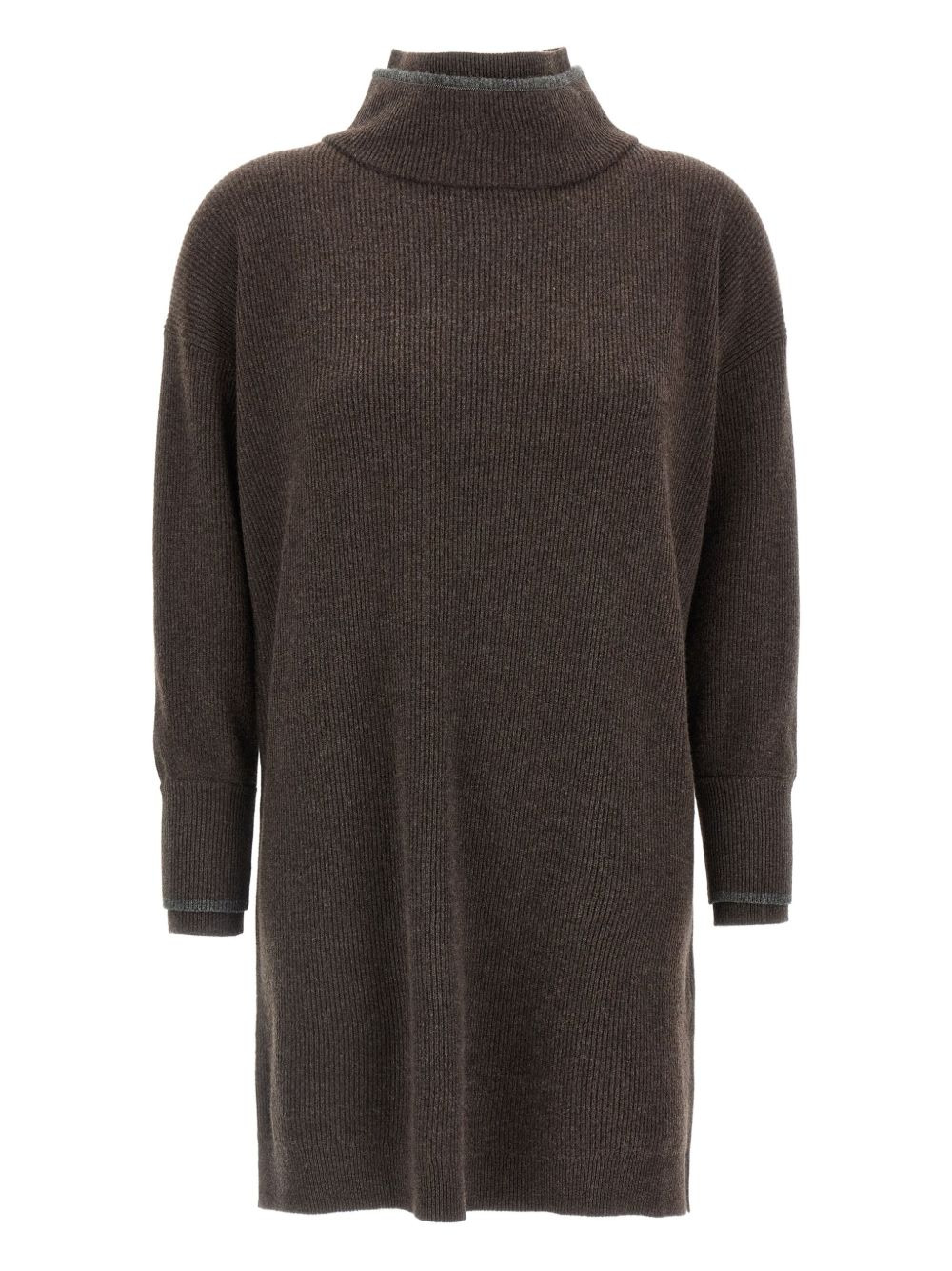 high-neck ribbed knit dress - 1