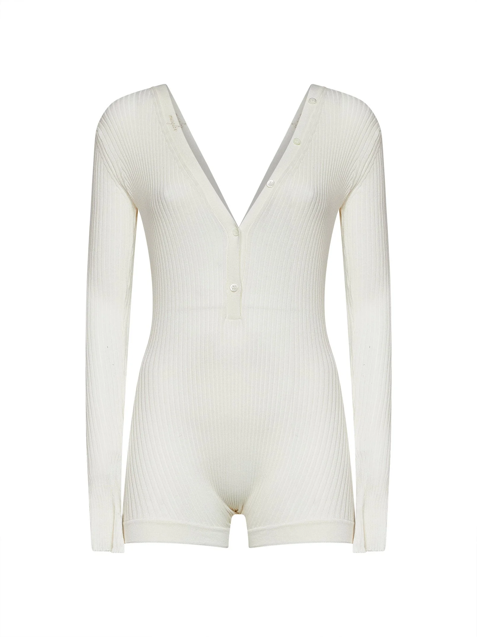 Off-white ribbed cotton bodyshort - 1