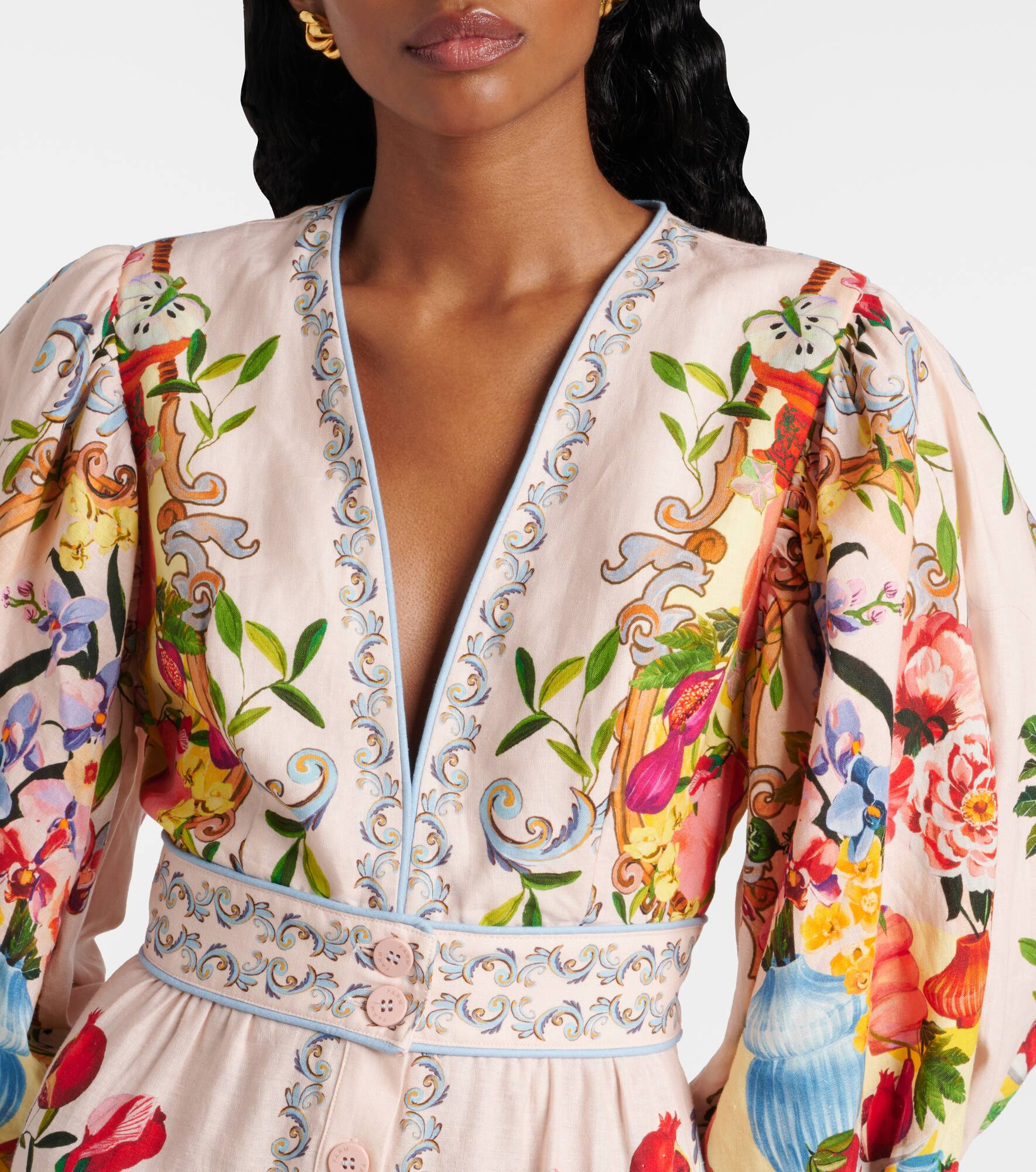 Floral linen-blend maxi dress - 4