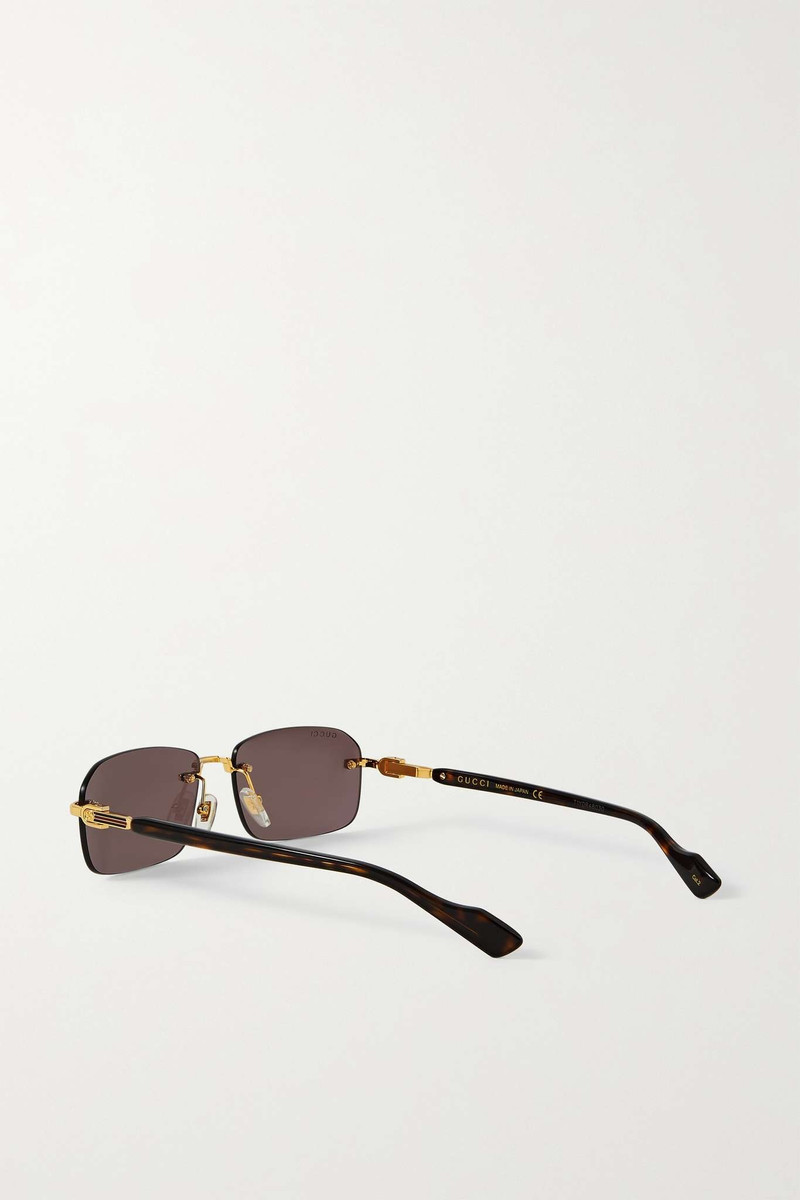 Rectangular-frame gold-tone and tortoiseshell acetate sunglasses 3