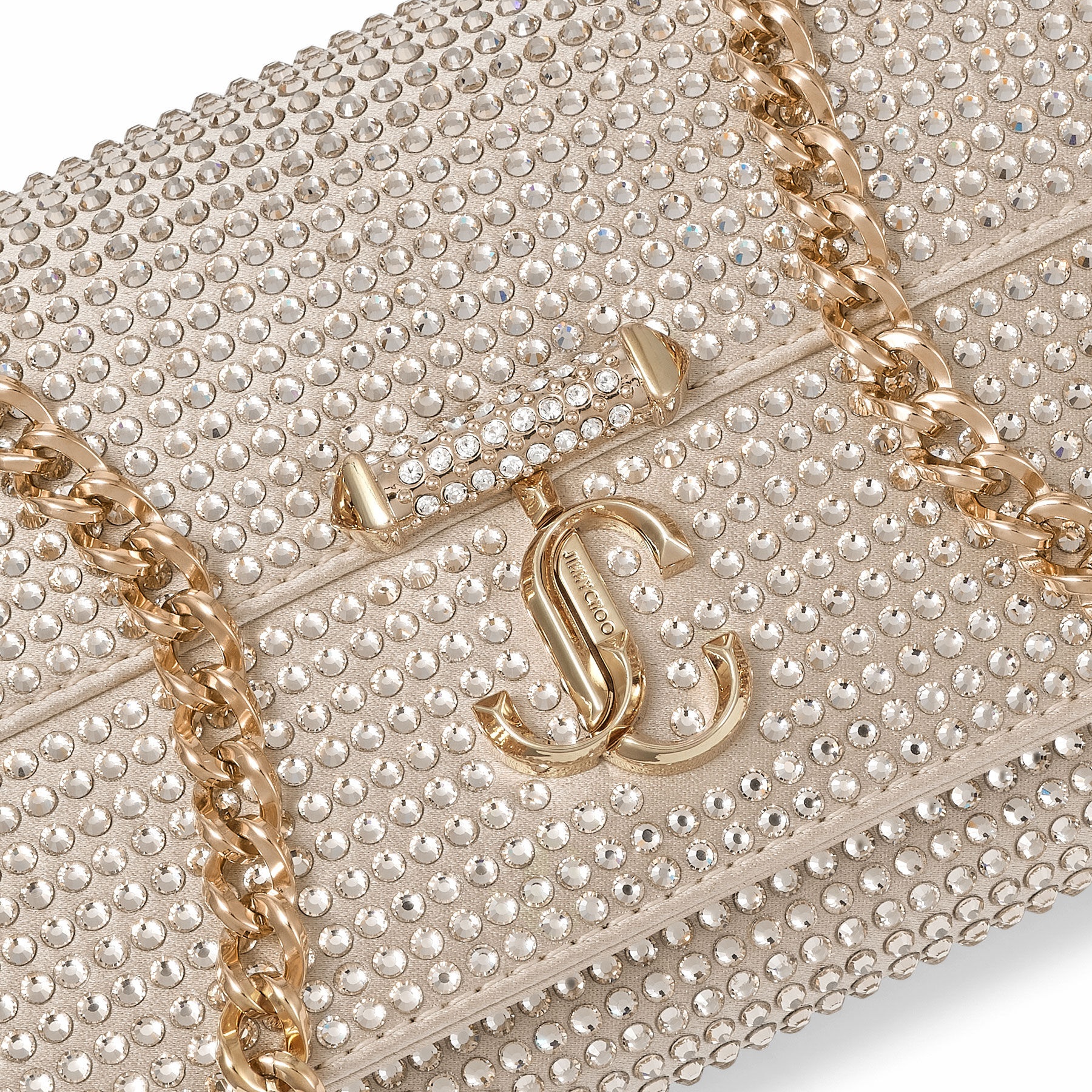 Avenue Wallet With Chain
Champagne Crystal Satin Wallet with Chain - 3