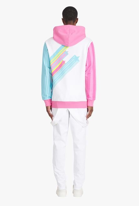 Balmain x Barbie - Multicolor eco-designed cotton sweatshirt with pink Balmain logo print - 3