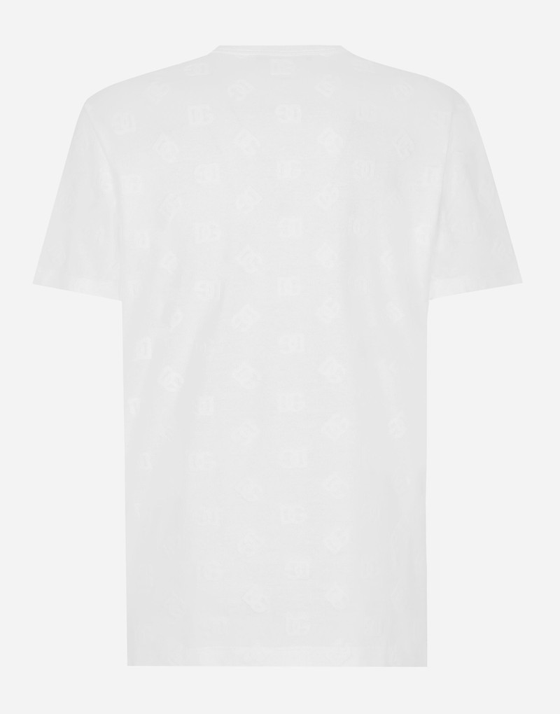 Dolce & Gabbana Cotton T-shirt with all-over flocked DG print outlook