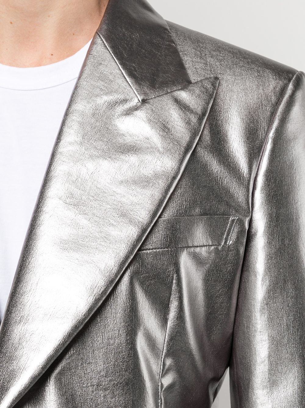 metallic single-breasted blazer - 5