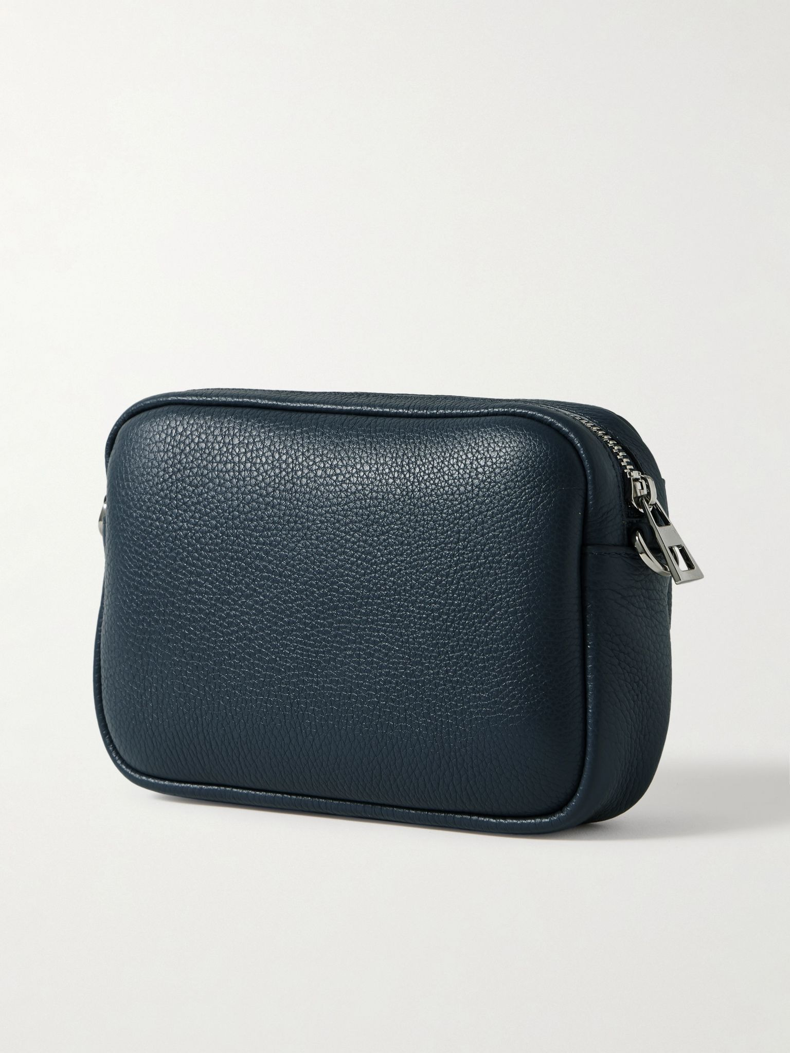 Pebble Full-Grain Leather Messenger Bag Blue - 3