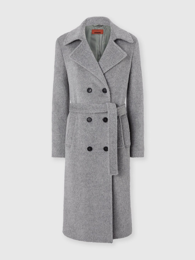 Double-Breasted Trench Coat with Tone-on-Tone Chevron Pattern 1