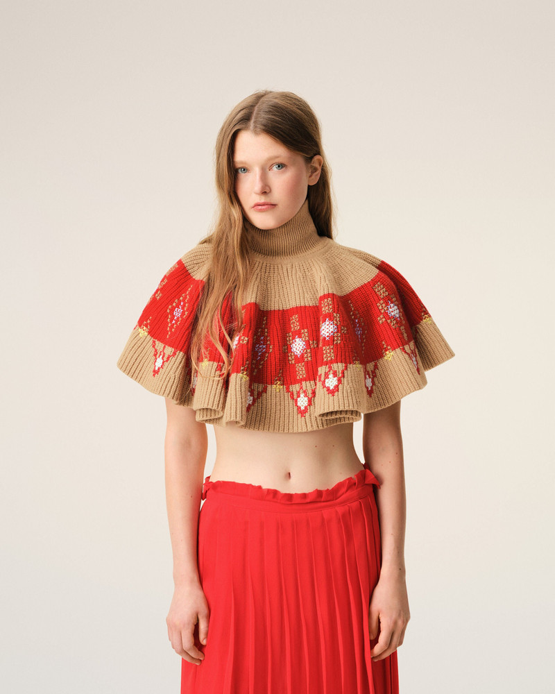 BROWN WOOL RUFFLE TOP 3