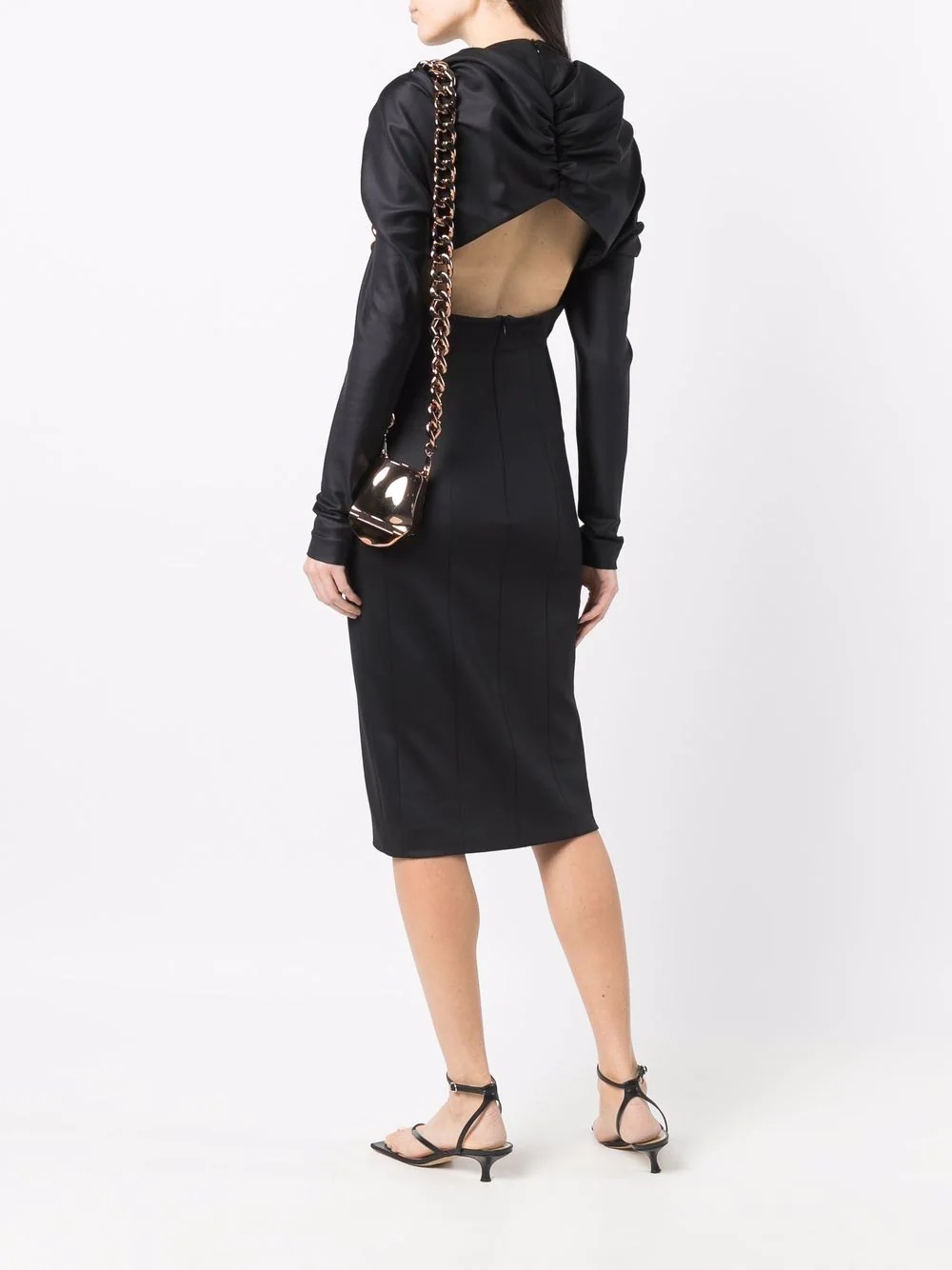 puff-sleeved draped ress - 2