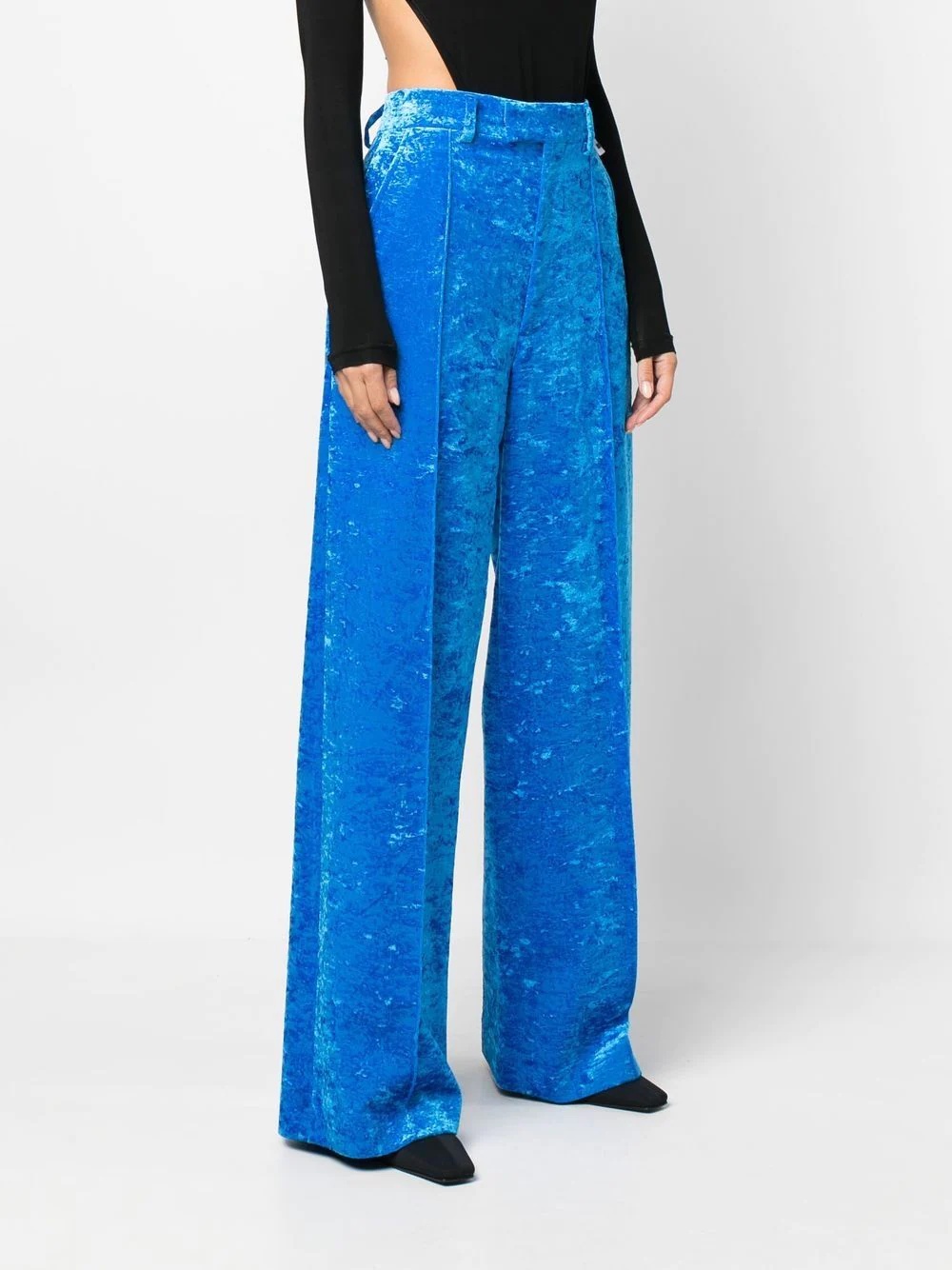velvet high-waisted trousers - 3