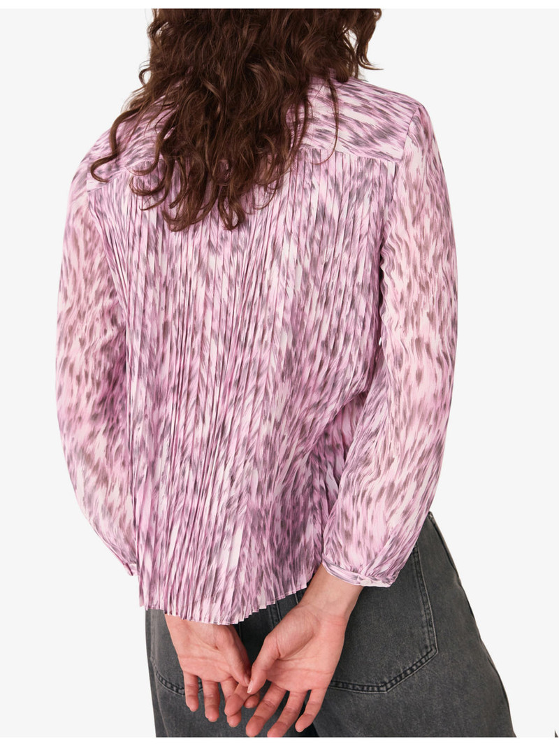 Leopard-Print Long-Sleeve Pleated Woven Shirt 5