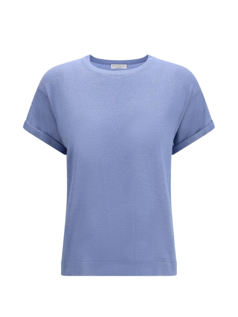 sparkling cashmere and silk lightweight knit T-shirt 1