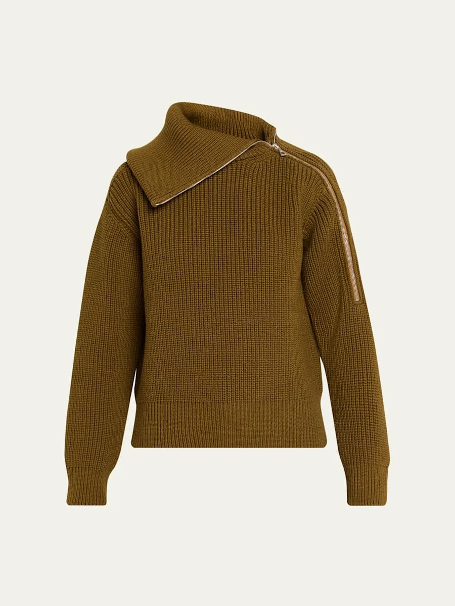 Talim Zipped Wool Turtleneck Sweater - 1
