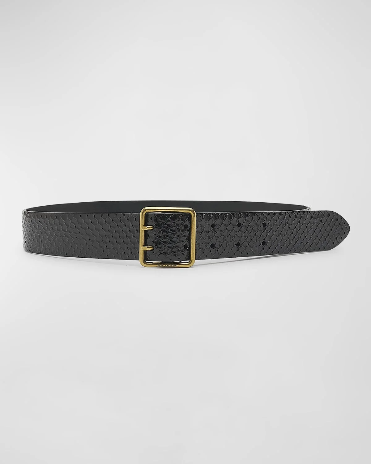 Python Snakeskin Belt With a Square Buckle - 1