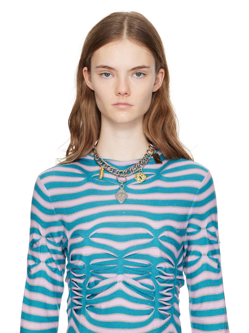 Chopova Lowena Silver Triple Curl Charm Necklace outlook