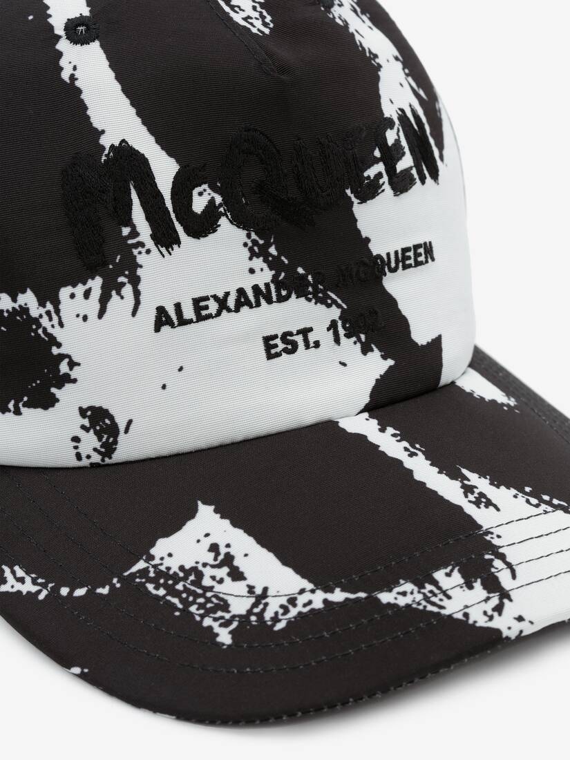 Mcqueen Graffiti Baseball Cap in Black/ivory - 4