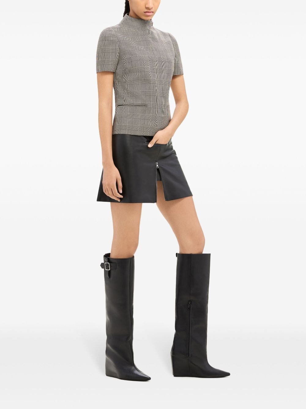 zip-detail leather miniskirt - 3