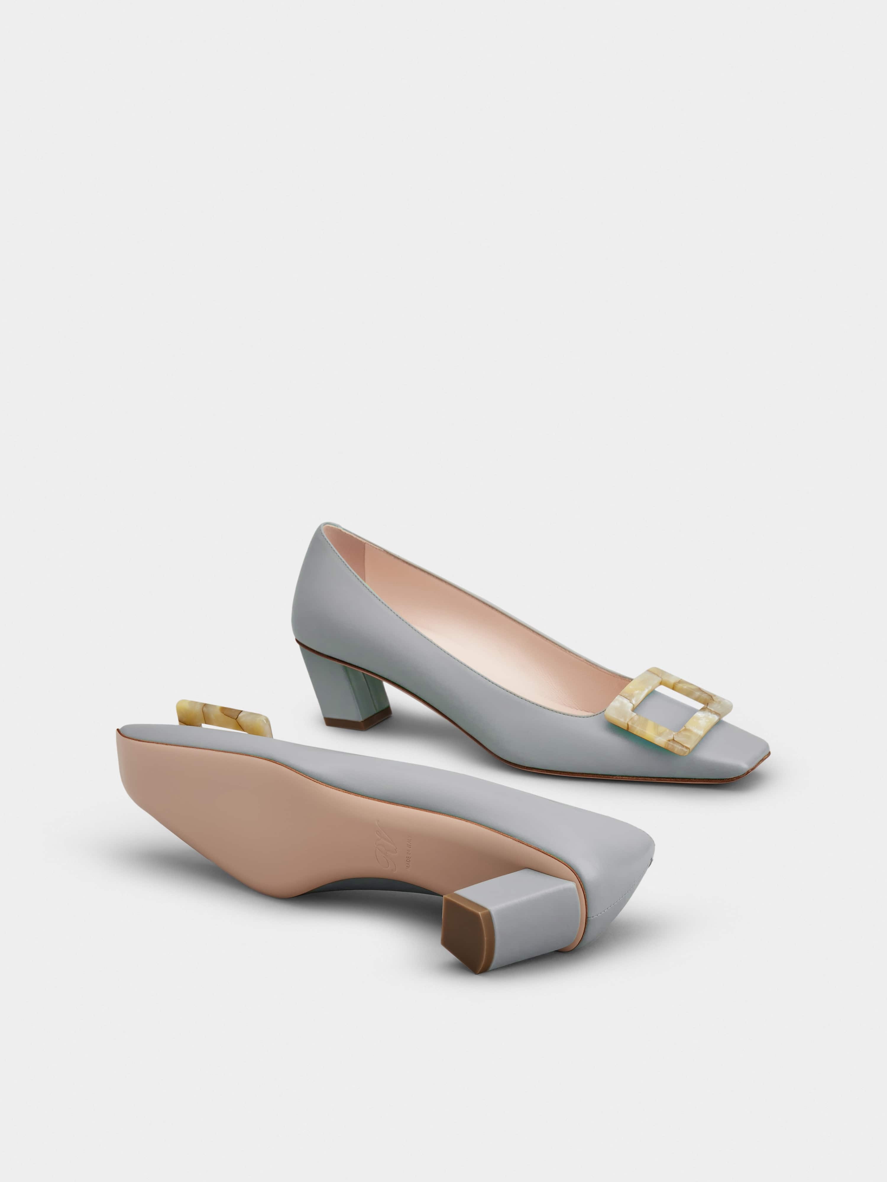Belle Vivier Motherpearl Buckle Pumps in Leather - 6