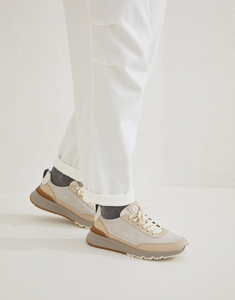 Washed suede and semi-polished calfskin runners 4