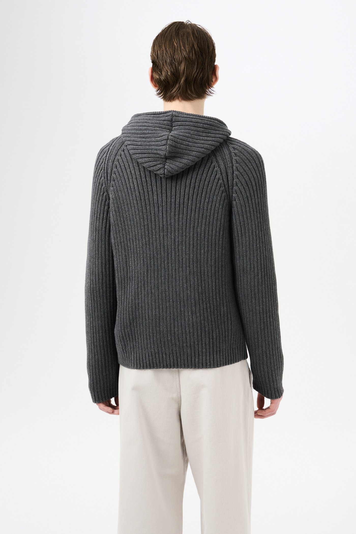 Level Hood Dark Grey Melange Dry Cotton - 5