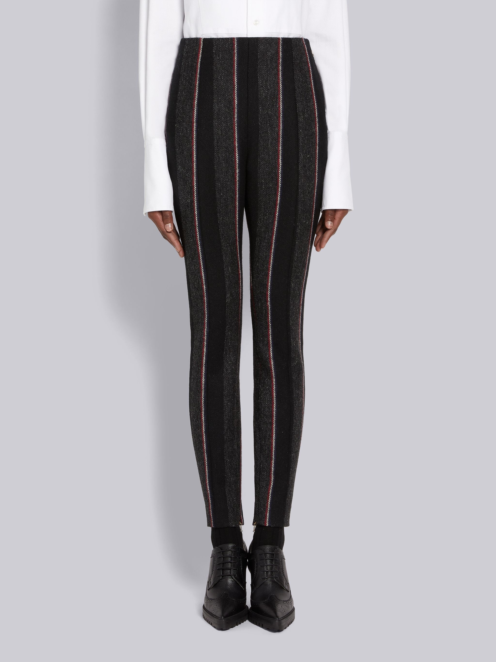 Black Stripe British Wool Woven Legging - 1