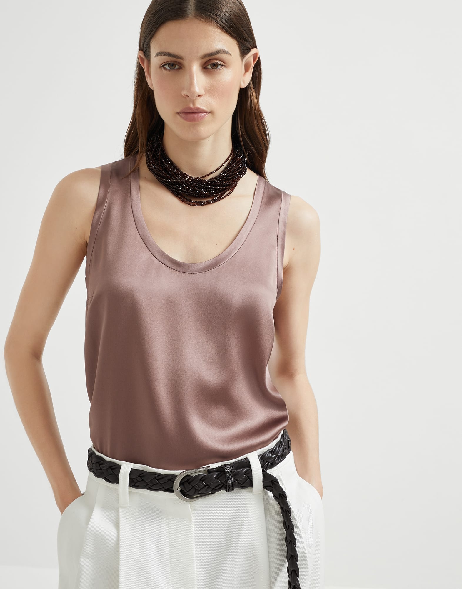Stretch silk satin reversible top - 4