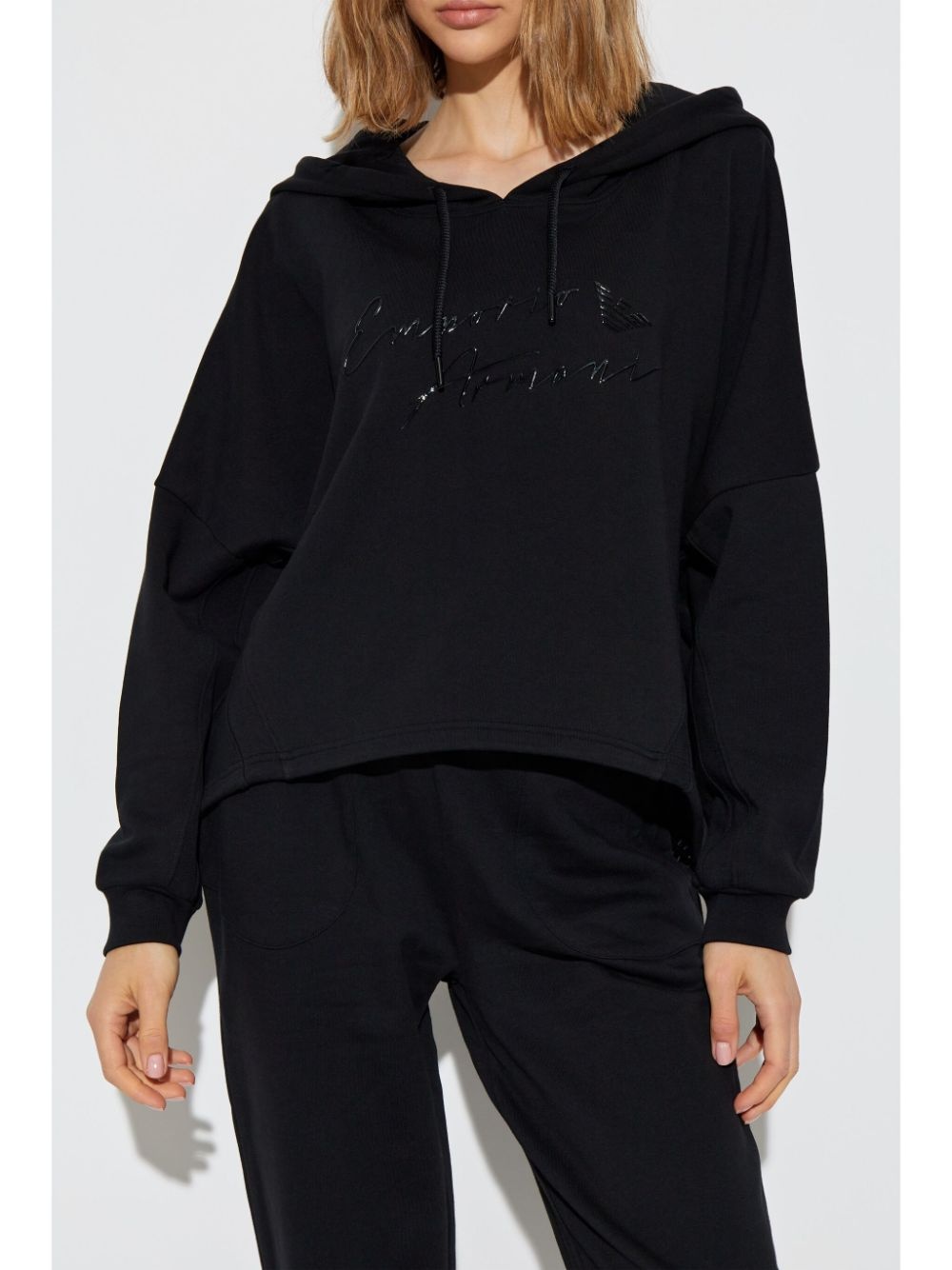 logo-print cotton hoodie - 3