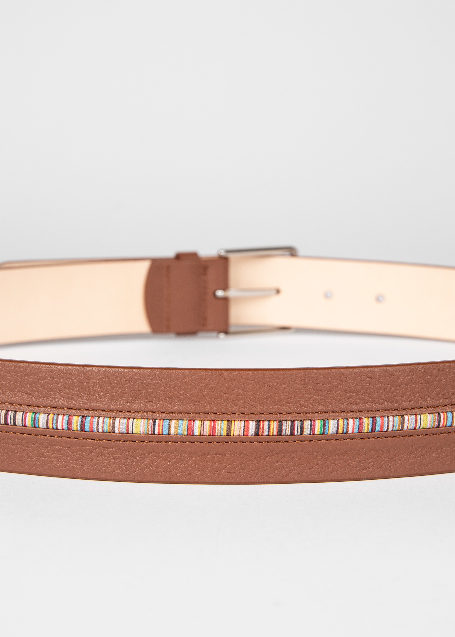 'Signature Stripe' Leather Belt - 2