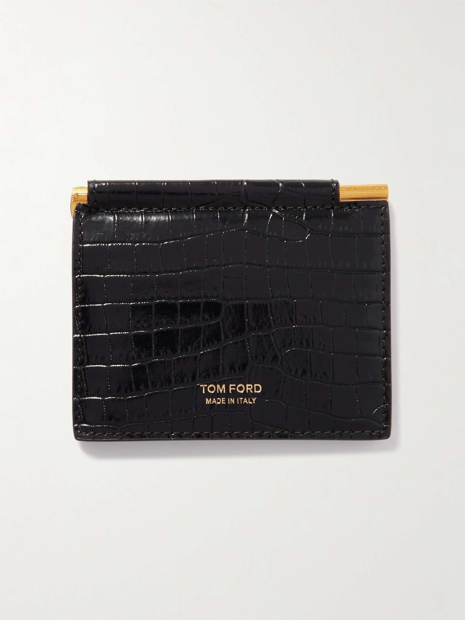 Croc-Effect Leather Billfold Wallet and Money Clip - 1
