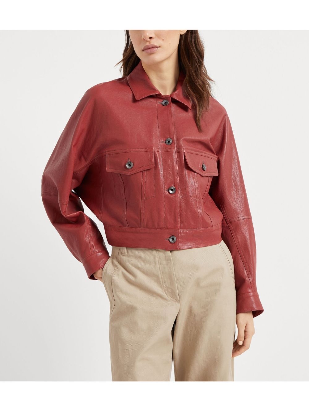 cropped leather jacket - 3