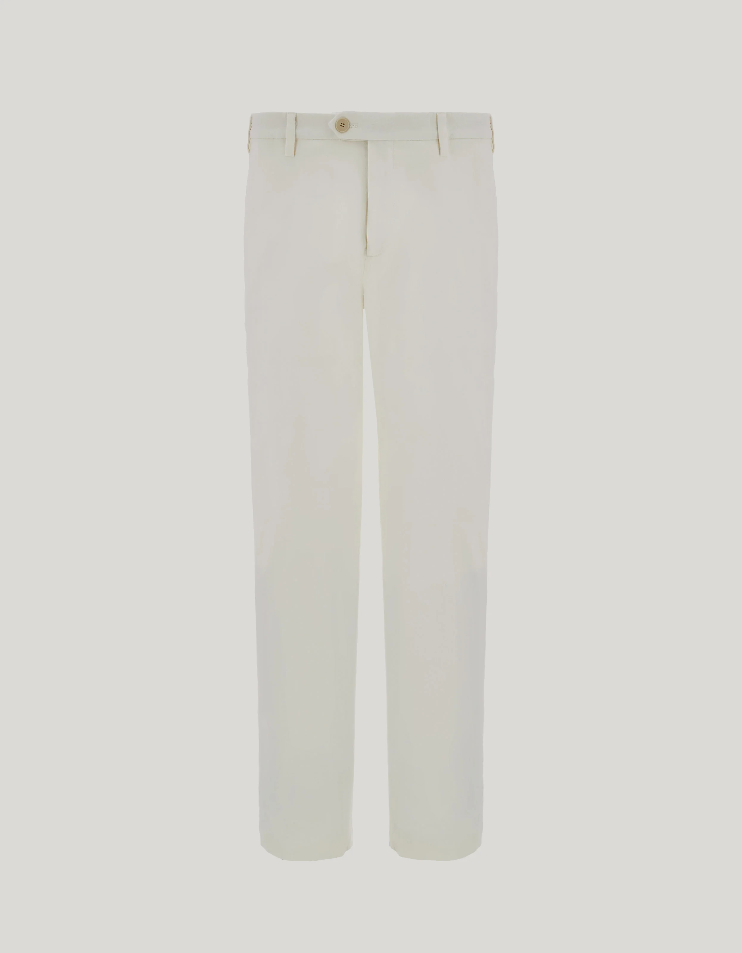 WHITE COTTON AND CASHMERE GABARDINE REGULAR-FIT CHINOS - 1