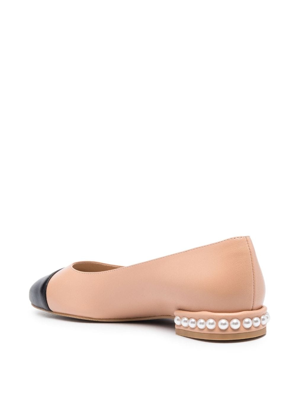 Pearl contrasting-toecap ballerina shoes - 3