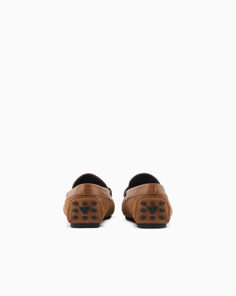 EMPORIO ARMANI Leather driving loafers with all-over embossed pattern outlook