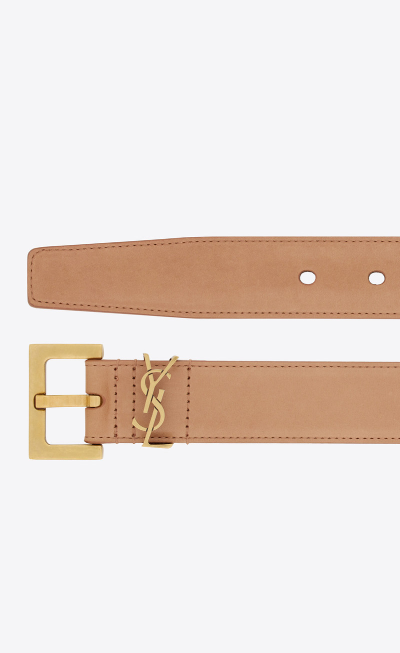 SAINT LAURENT cassandre belt with square buckle in vegetable-tanned leather outlook