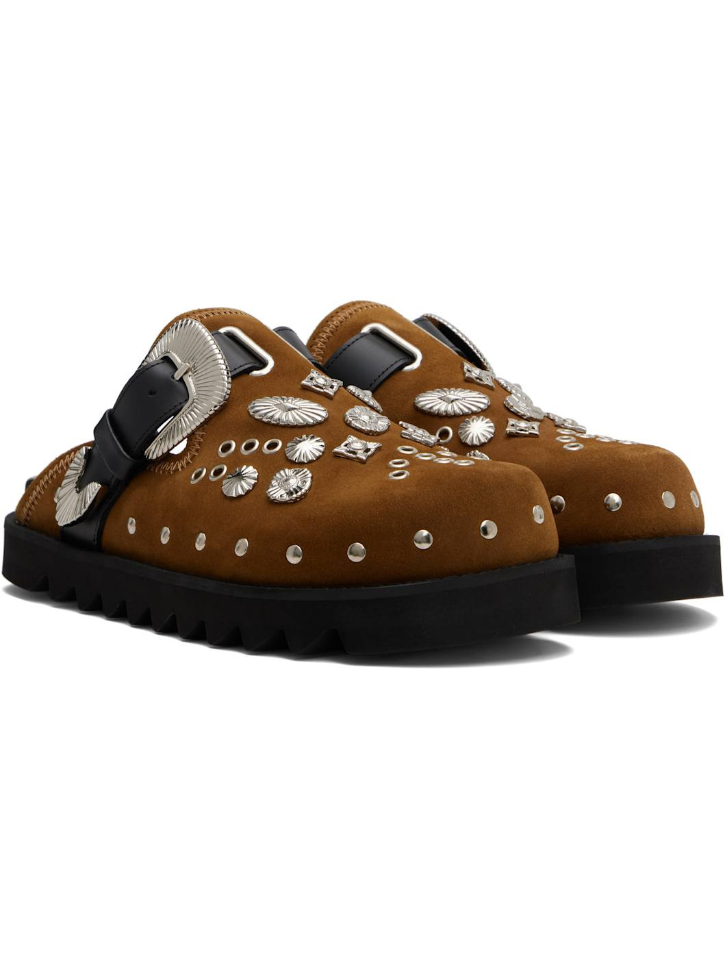 SSENSE Exclusive Khaki Eyelet Metal Sabot Loafers - 4