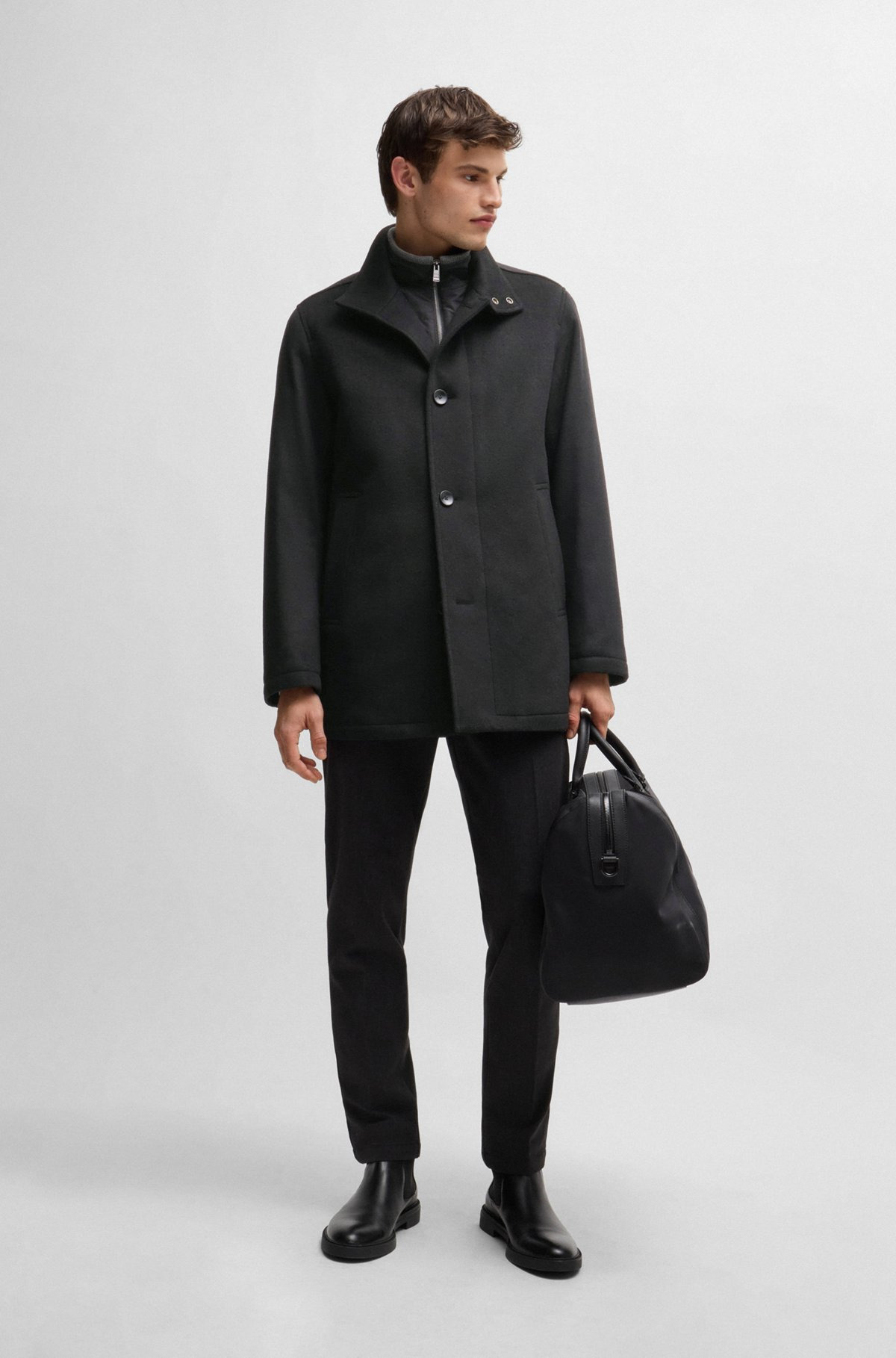 RELAXED-FIT SHORT COAT IN WOOL AND CASHMERE - 4