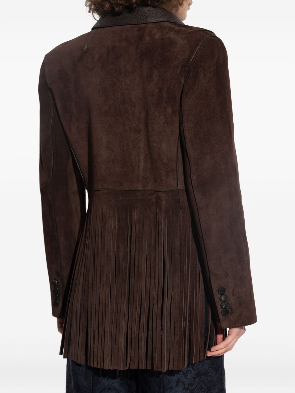 fringe-detail suede jacket - 4