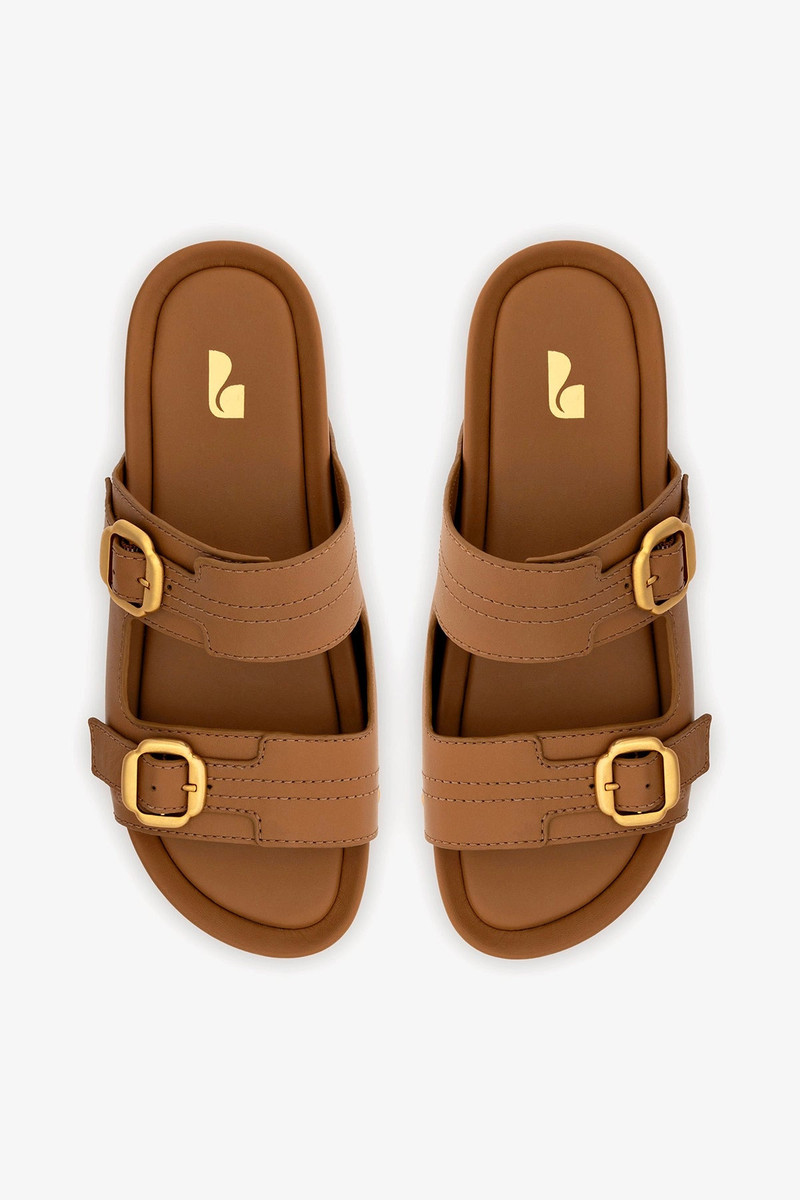 Milan Flatform Sandal In Light Caramel Vegetale Leather 6