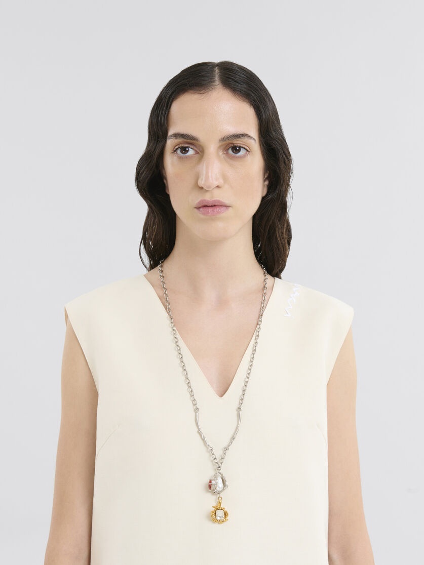 PEARLS AND CRYSTALS FLOWER DELIRIUM CHAIN NECKLACE - 2