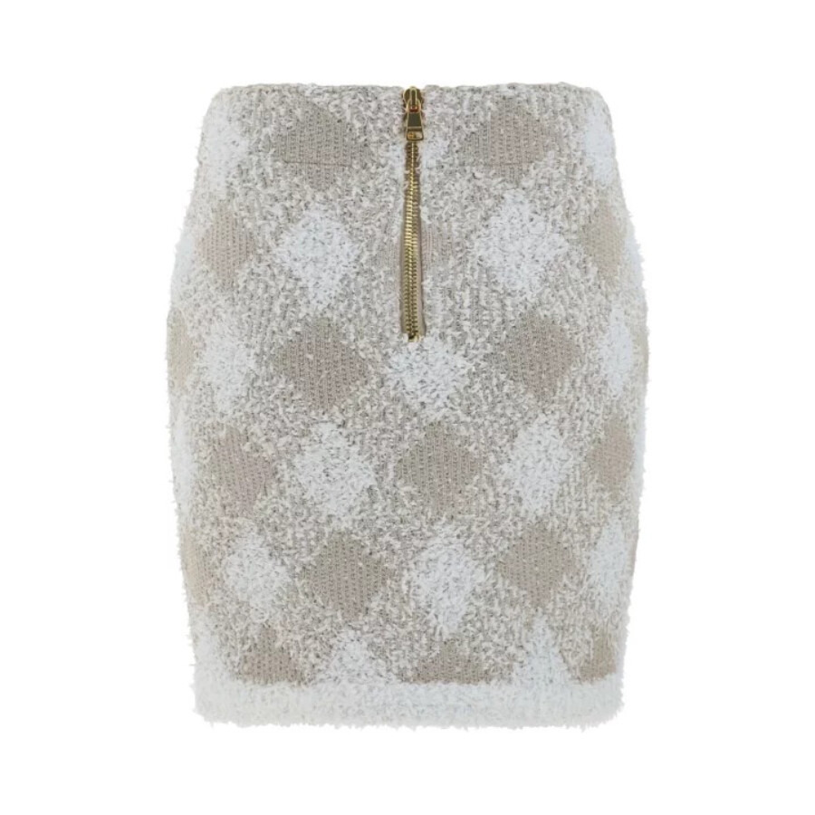 Balmain Check Pattern Ribbed Hem Mini Skirt - 6