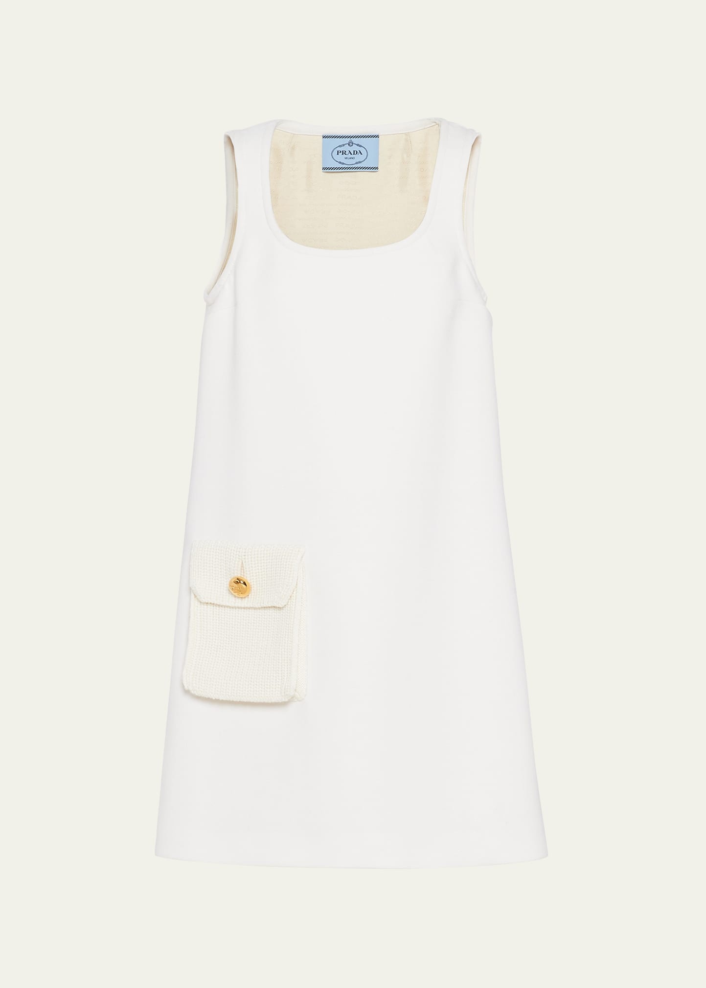 ワンピース Prada White Cotton Reversibile Mini Dress Prada Embroidered Vintage-Look Fabric Mini-Dress | Saks