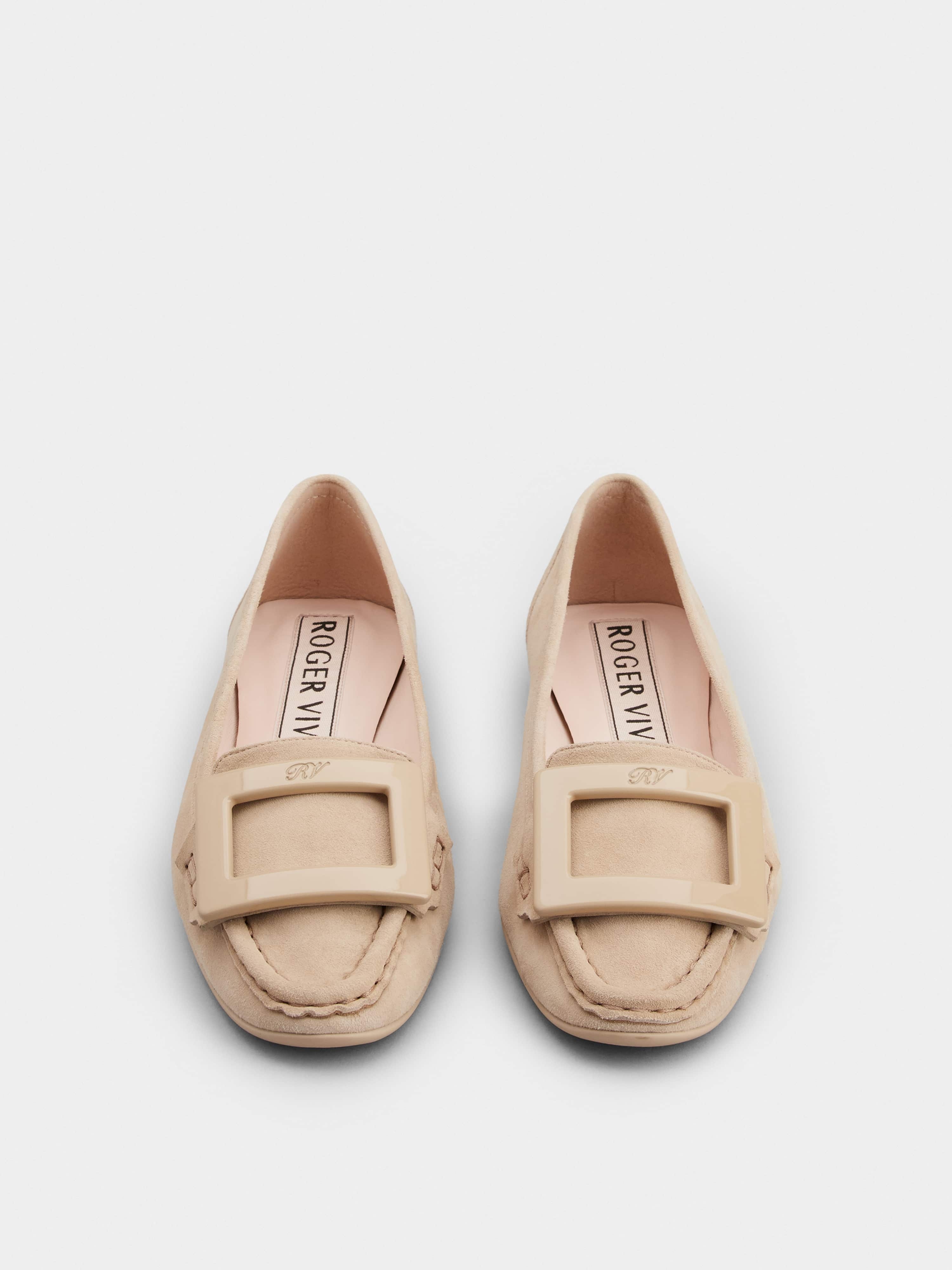 Lacquered Buckle Loafers  in Suede - 7