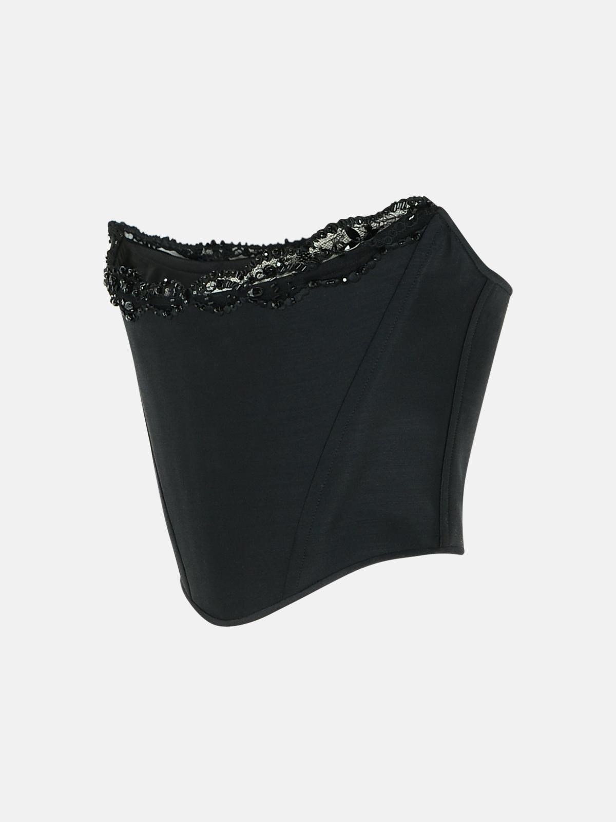 'PARIS' BLACK VIRGIN WOOL BLEND CORSET - 2