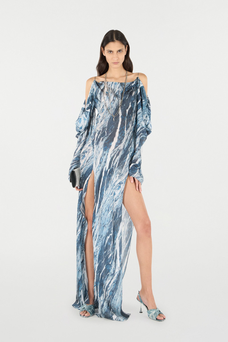 Roberto Cavalli Marble-Print Flowing Dress outlook