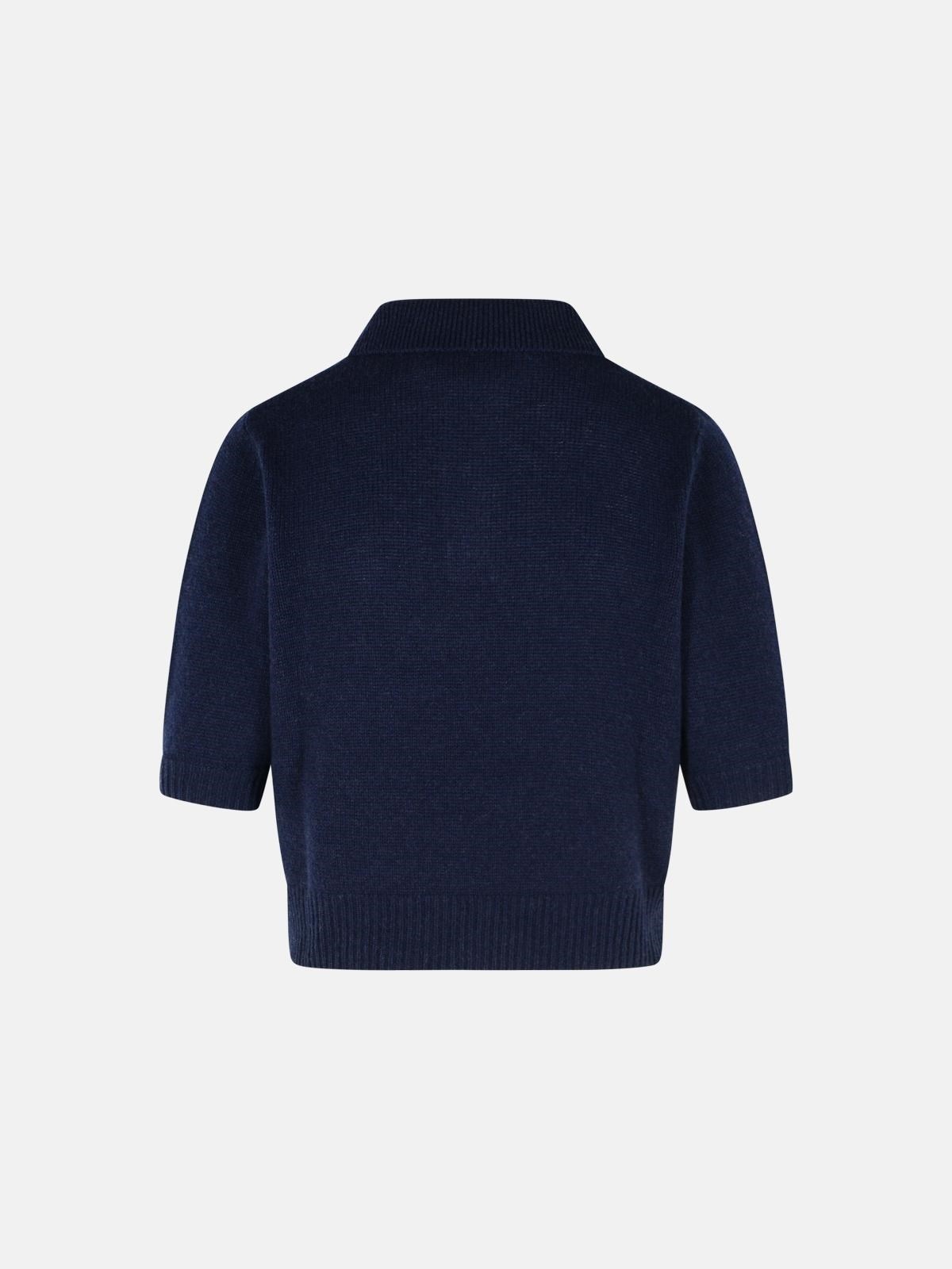 POLO SWEATER IN DARK BLUE CASHMERE WITH 'MARNI' APPLICATION - 3