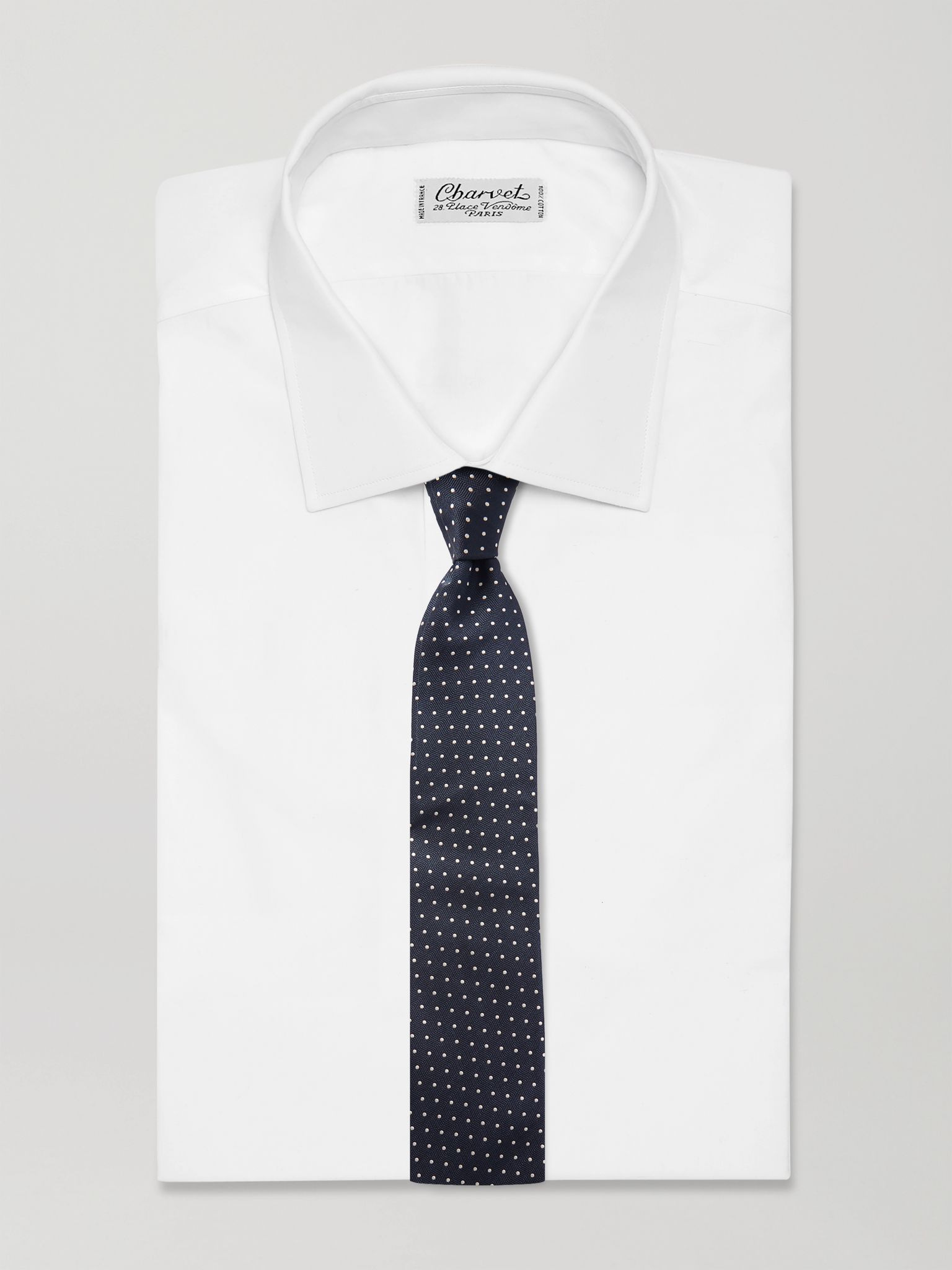 8cm Polka-Dot Silk Tie Navy - 2