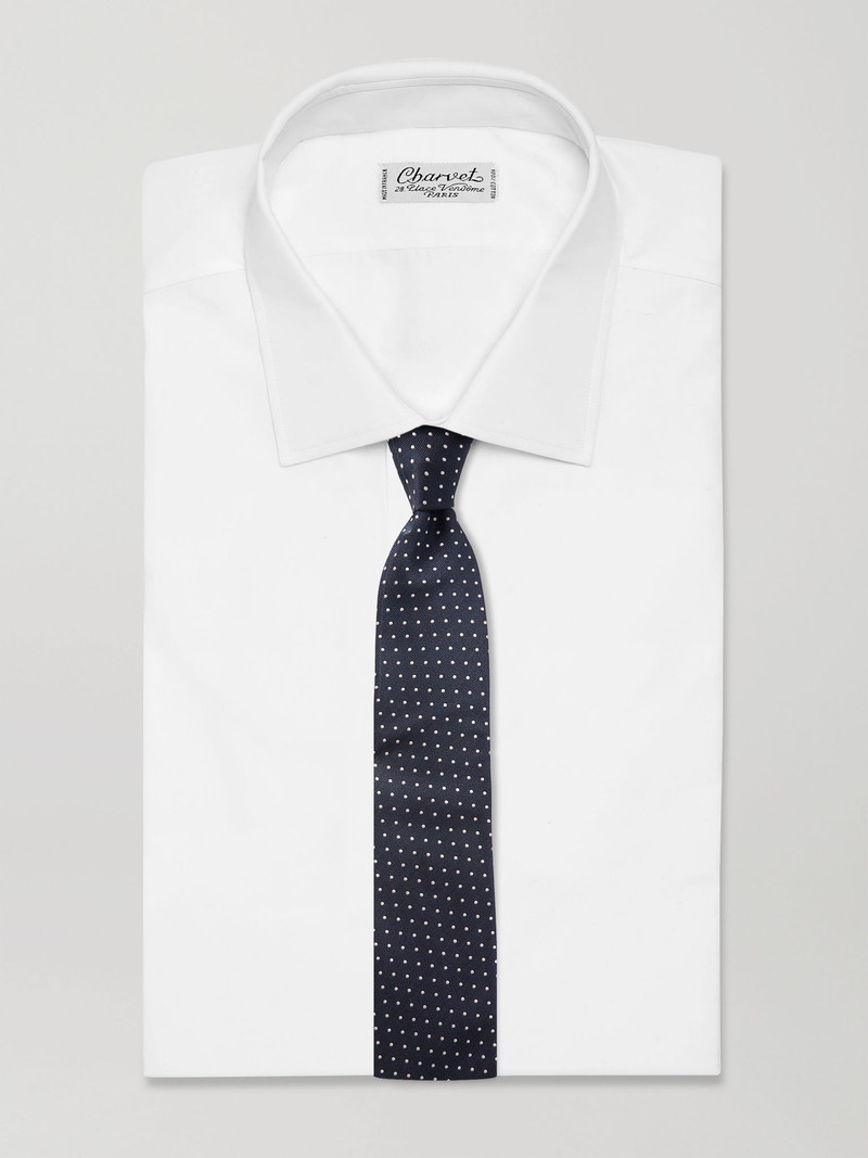 TOM FORD 8cm Polka-Dot Silk Tie Navy outlook