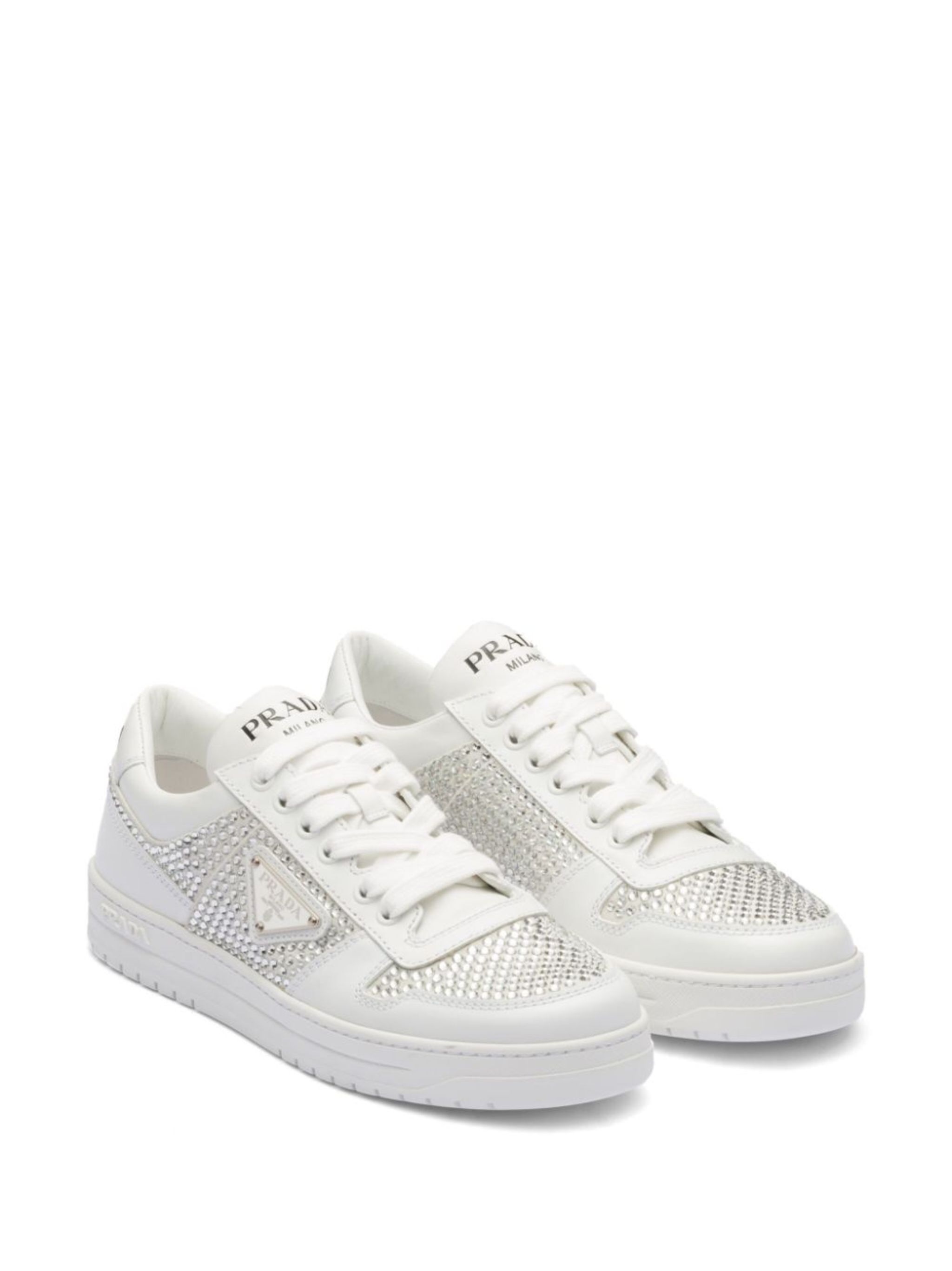 crystal-embellished leather sneakers - 2