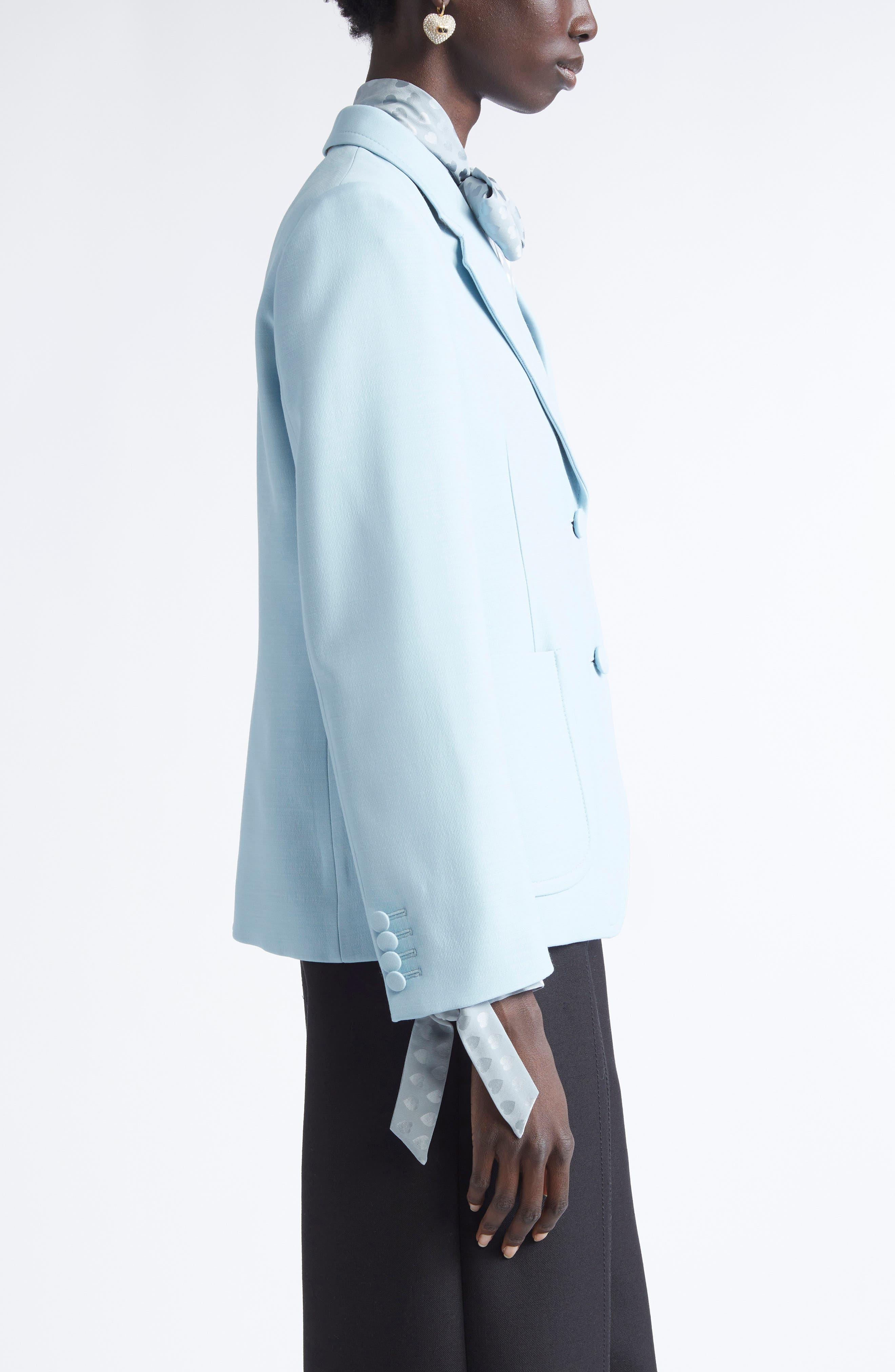 Valentino Garavani Solid Crepe Couture Sport Coat in Grey/Blue at Nordstrom - 4